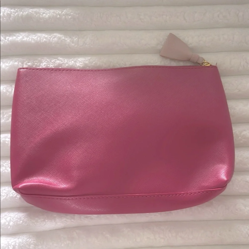 Elizabeth Arden Pink and Cream Bow Cosmetic Bag NWOT